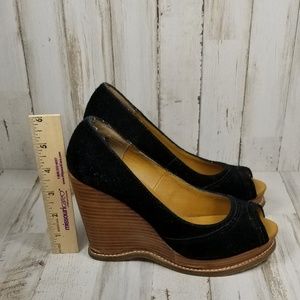 Steve Madden Cristan Black Suede Peep Toe Size 5.5